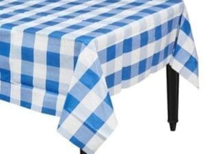 Blue & White Plaid Table Cover Size 54in X 108in Tablecover