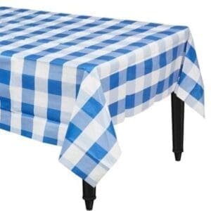 Blue & White Plaid Table Cover Size 54in X 108in Tablecover
