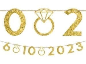 Customizable Glitter Gold Wedding Number Banner Kit 42pc