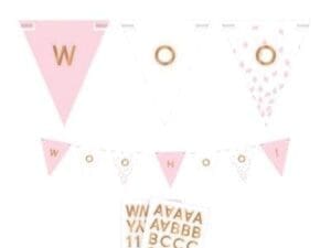 Metallic Rose Gold & Pink Pennant Banner Kit