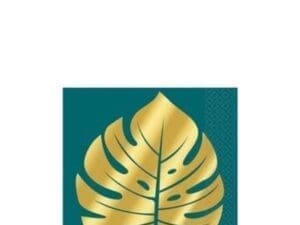 Metallic Gold Key West Palm Leaf Beverage Napkins 16ct