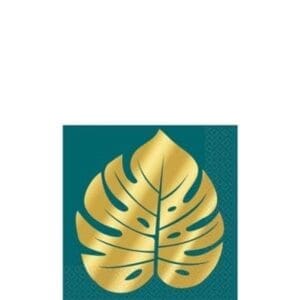 Metallic Gold Key West Palm Leaf Beverage Napkins 16ct