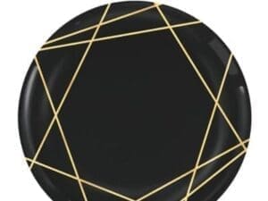 Black Metallic Gold Line Premium Plastic Dessert Plates 20ct