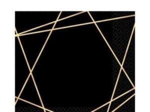 Black Metallic Gold Line Premium Lunch Napkins 16ct