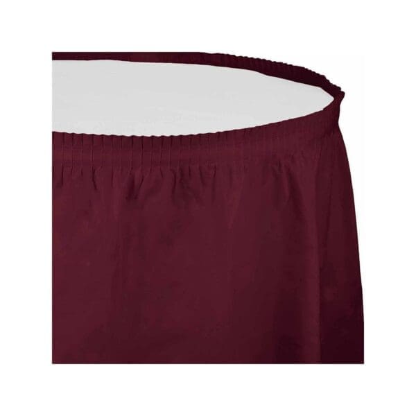 Plastic Tableskirt, 14 Ft, Burgundy, 1 Ct