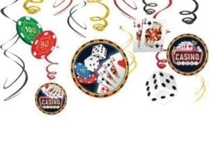 Casino Night Hanging Swirl Decorations (12pc)