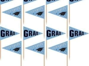 Powder Blue Graduation Flag Picks 36ct