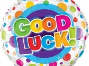 Good Luck Colorful Rainbow Dots Standard 18" Foil Balloon, White