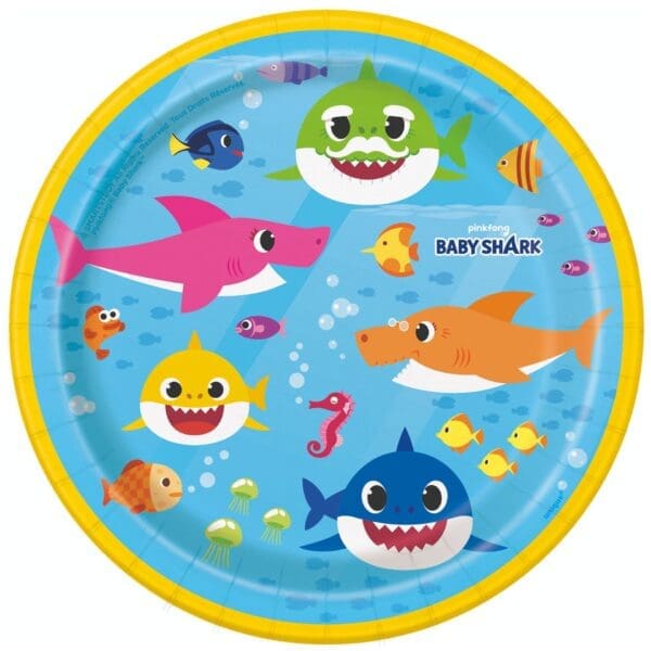 Baby Shark 7 Inch Plates [8 per Package]