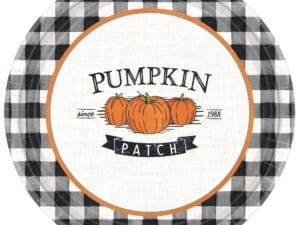 9 in. Multi-Color Fall Harvest Market Round Paper Plates