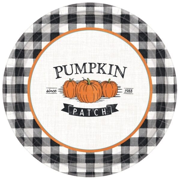 9 in. Multi-Color Fall Harvest Market Round Paper Plates