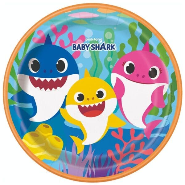 9 in. Baby Shark Plates - Pack of 8