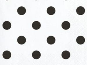 Club Pack of 192 Black and White 2-Ply Polka Dots Beverage Napkins 5"
