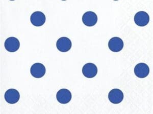 Club Pack of 192 Cobalt Blue and White 2-Ply Polka Dots Beverage Napkins 5"