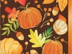 Give Thanks 16 Luncheon Napkins Thanksgiving Leaves Foil Stamp 3 Ply
