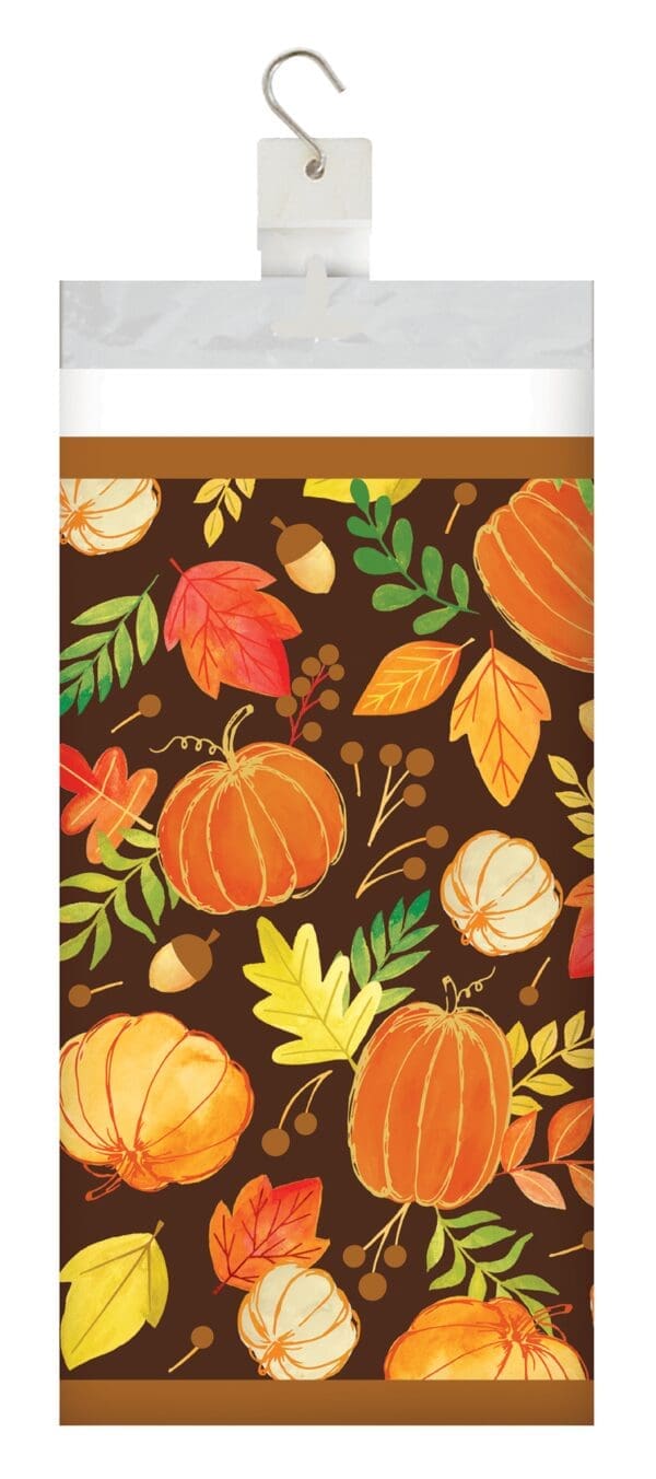 Thanksgiving Give Thanks Plastic Border Print Tablecover 54 X 102