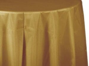 Plastic Tablecover, Octy Round, 82", Glittering Gold, 1 Ct