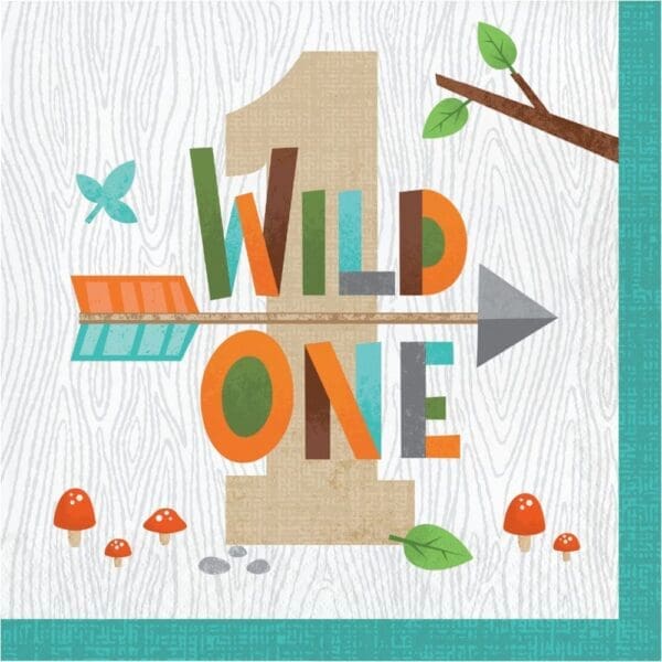 6.5 in. Wild One-1st Napkins - 16 Count