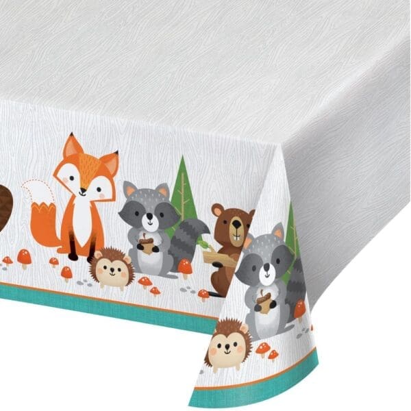 54 X 102 in. Woodland Wild One Plastic Tablecloth -