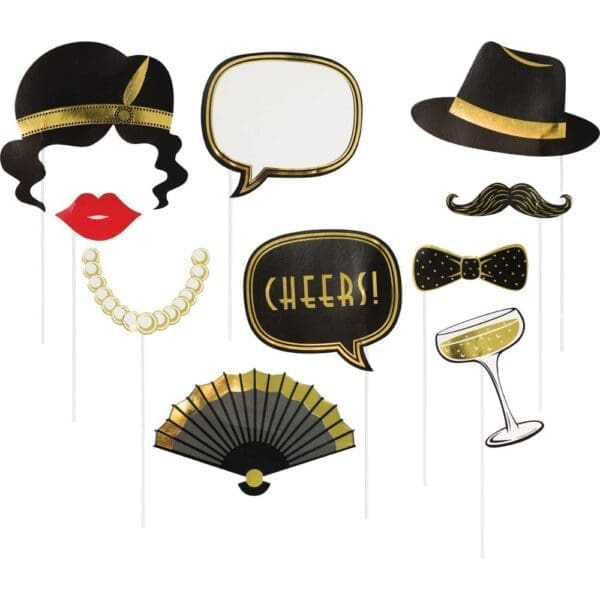 10 in. Roaring 20s Photo Booth Props, 10 Count