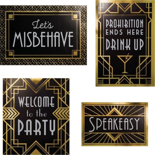 10 X 6.5 in. Roaring 20s Wall Signs Decorations Kit - 5 Count