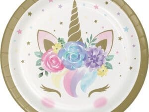 7 in. Unicorn Baby Shower Dessert Plates - 8 Count -
