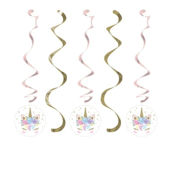 39 in. Unicorn Baby Shower Dizzy Danglers Party Decorations, 5 Count