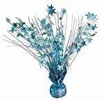 15" Starburst Balloon Weight Centerpiece - Light Blue Holographic