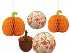 Fall Leaves Deluxe Honeycomb Lanterns (5ct)
