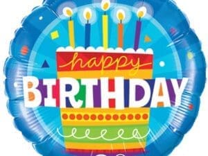 18 in. Birthday Cake Blue Party Balloon