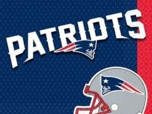 New England Patriots NFL Football 13in Luncheon Napkins, Red White Blue, 16 CT