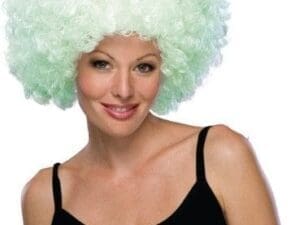 Adult Womens White Glow in the Dark Curly Afro Costume Wig