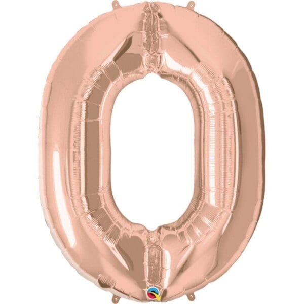 (0, Rose Gold) 34 Inch Metallic Number Balloons