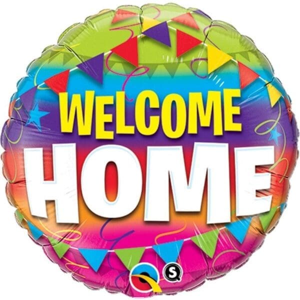 18 Inch Round Welcome Home Bunting Design Foil Balloon - Image 2