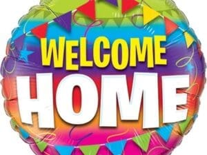 18 Inch Round Welcome Home Bunting Design Foil Balloon