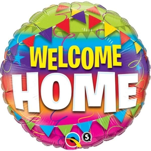 18 Inch Round Welcome Home Bunting Design Foil Balloon