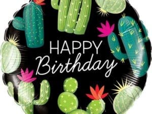 18in Birthday Cactuses Round Foil Balloon