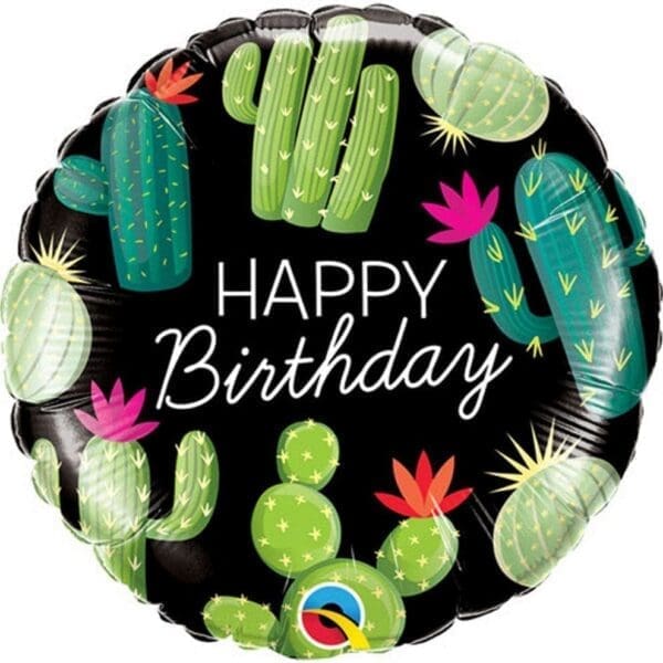 18in Birthday Cactuses Round Foil Balloon