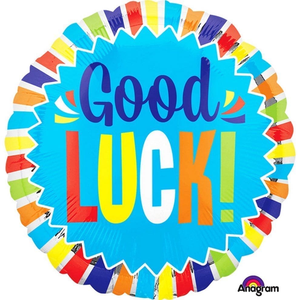 "Good Luck!" Multicolor Burst Foil Party Balloon, 17 Inches