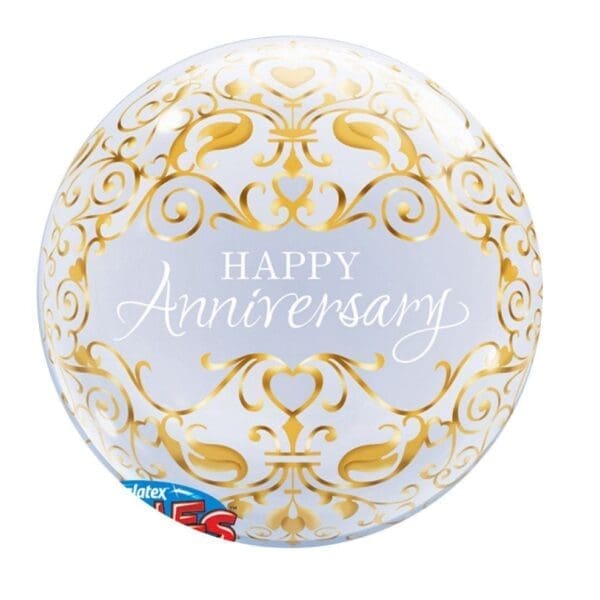 22 Inch Single Classic Happy Anniversary Bubble Balloon