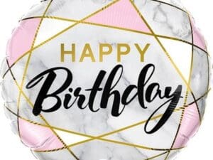 18 Inch Birthday Marble Effect Round Foil Balloon