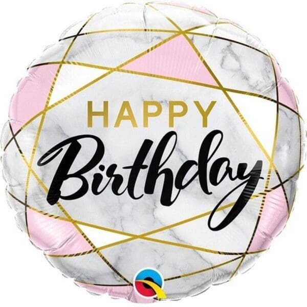 18 Inch Birthday Marble Effect Round Foil Balloon