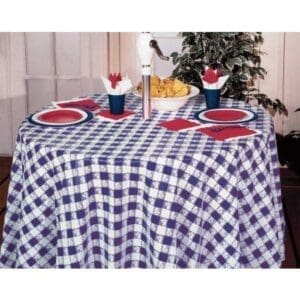 Blue Gingham Round Plastic Tablecloth