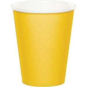 School Bus Yellow, Yellow, 9 Oz Paper Cups, 24pk