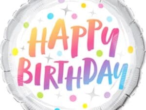 18 Inch Round Birthday Dots Foil Balloon