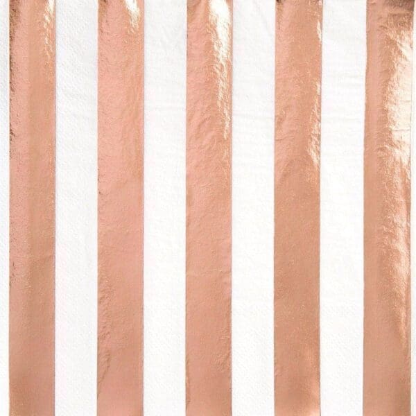 Stripes Lunch Napkin, Rose Gold - 16 Count