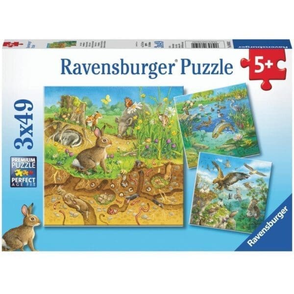 Animals in the Habitats Jigsaw Puzzle - 3 X 49 Piece