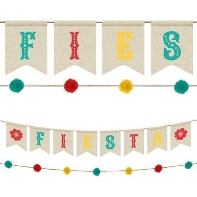Fiesta Canvas Pennant & Pom-Pom Banner Kit 2ct