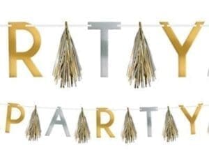Metallic Gold & Silver Party Tassel Garland
