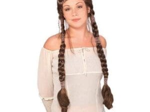 Renaissance Celtic Braids Medieval Costume Brunette Wig